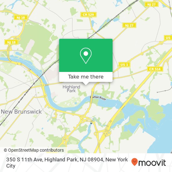 Mapa de 350 S 11th Ave, Highland Park, NJ 08904
