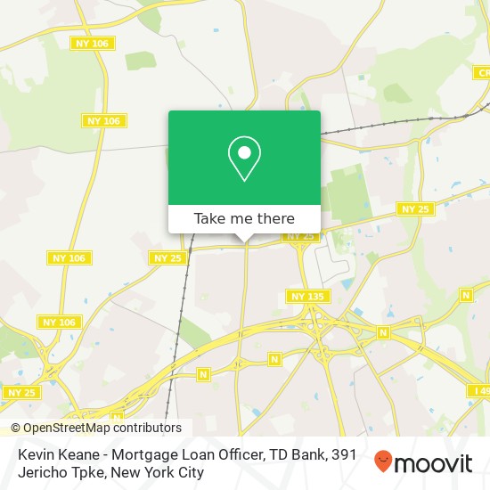 Mapa de Kevin Keane - Mortgage Loan Officer, TD Bank, 391 Jericho Tpke