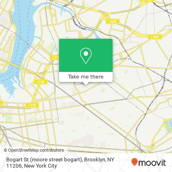 Mapa de Bogart St (moore street bogart), Brooklyn, NY 11206