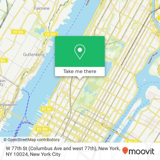 Mapa de W 77th St (Columbus Ave and west 77th), New York, NY 10024