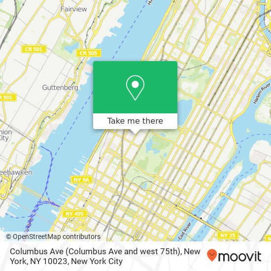 Mapa de Columbus Ave (Columbus Ave and west 75th), New York, NY 10023