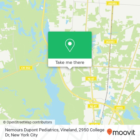 Mapa de Nemours Dupont Pediatrics, Vineland, 2950 College Dr