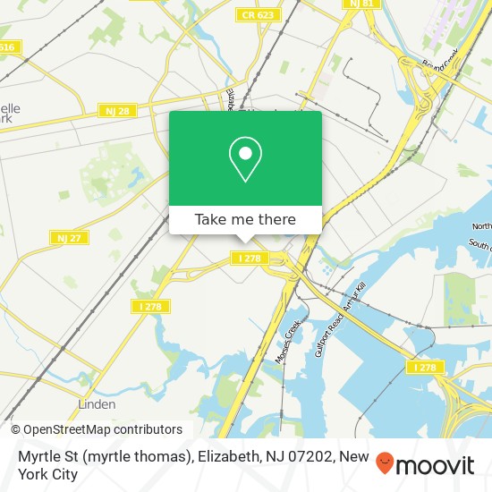 Mapa de Myrtle St (myrtle thomas), Elizabeth, NJ 07202