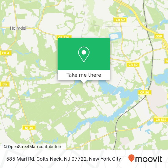 Mapa de 585 Marl Rd, Colts Neck, NJ 07722