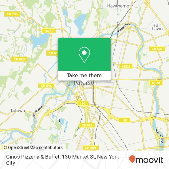 Mapa de Gino's Pizzeria & Buffet, 130 Market St