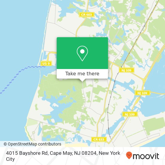 Mapa de 4015 Bayshore Rd, Cape May, NJ 08204