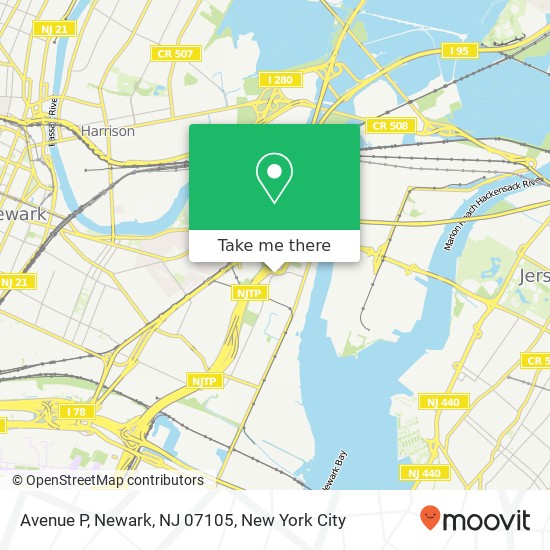 Mapa de Avenue P, Newark, NJ 07105