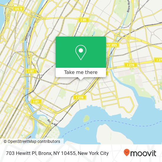 Mapa de 703 Hewitt Pl, Bronx, NY 10455