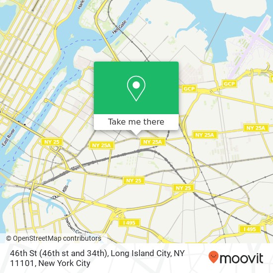 Mapa de 46th St (46th st and 34th), Long Island City, NY 11101