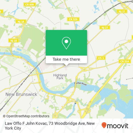 Mapa de Law Offo F John Kovac, 73 Woodbridge Ave