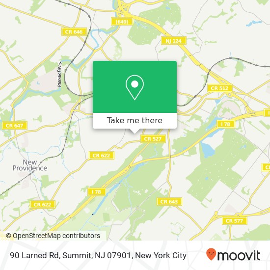 Mapa de 90 Larned Rd, Summit, NJ 07901