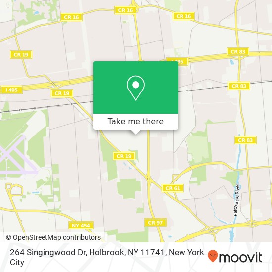 Mapa de 264 Singingwood Dr, Holbrook, NY 11741
