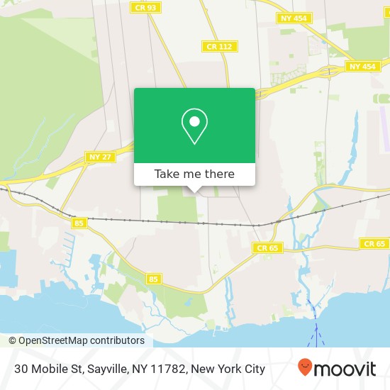 Mapa de 30 Mobile St, Sayville, NY 11782