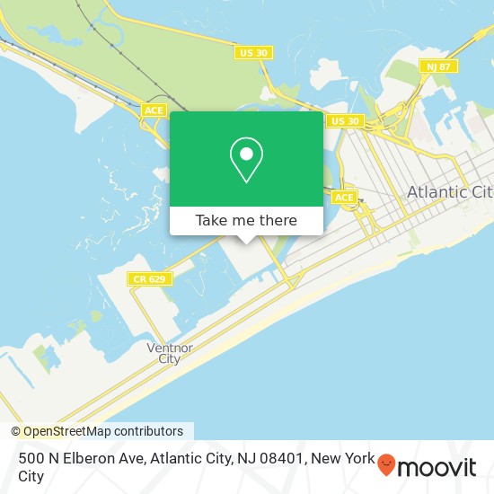 Mapa de 500 N Elberon Ave, Atlantic City, NJ 08401