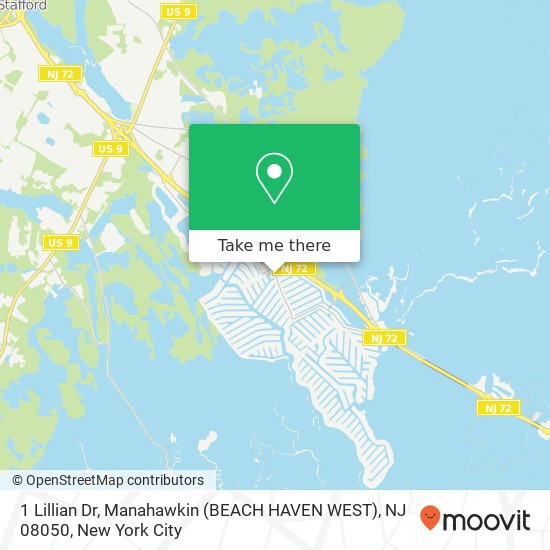 1 Lillian Dr, Manahawkin (BEACH HAVEN WEST), NJ 08050 map