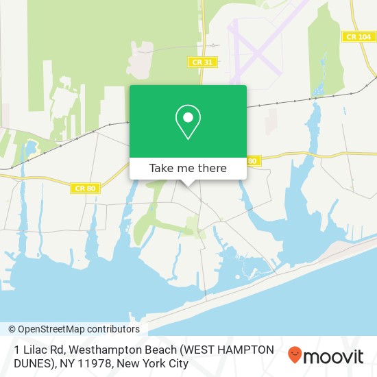 Mapa de 1 Lilac Rd, Westhampton Beach (WEST HAMPTON DUNES), NY 11978