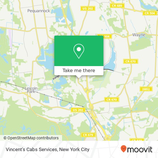 Vincent's Cabs Services map