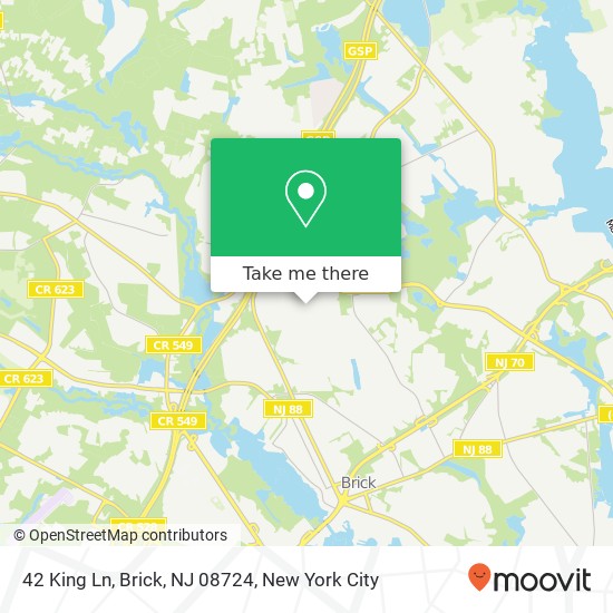 Mapa de 42 King Ln, Brick, NJ 08724