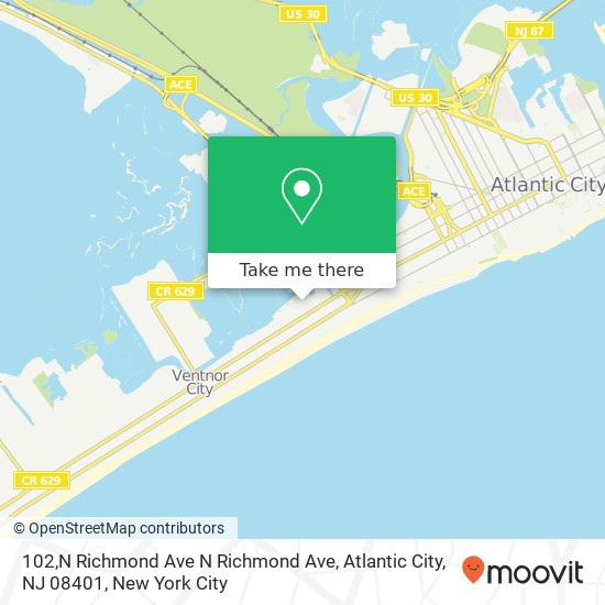 Mapa de 102,N Richmond Ave N Richmond Ave, Atlantic City, NJ 08401