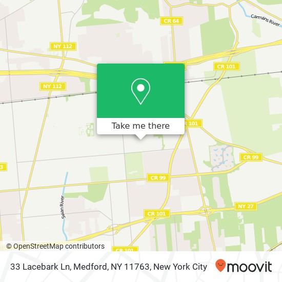 Mapa de 33 Lacebark Ln, Medford, NY 11763