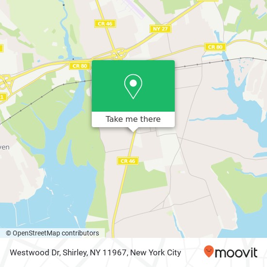 Mapa de Westwood Dr, Shirley, NY 11967