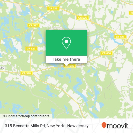 Mapa de 315 Bennetts Mills Rd, Jackson, NJ 08527