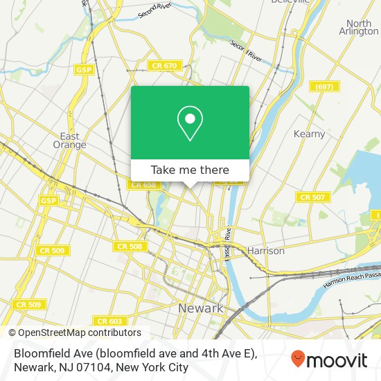 Bloomfield Ave (bloomfield ave and 4th Ave E), Newark, NJ 07104 map