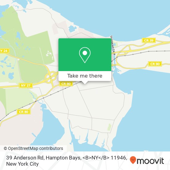 39 Anderson Rd, Hampton Bays, <B>NY< / B> 11946 map