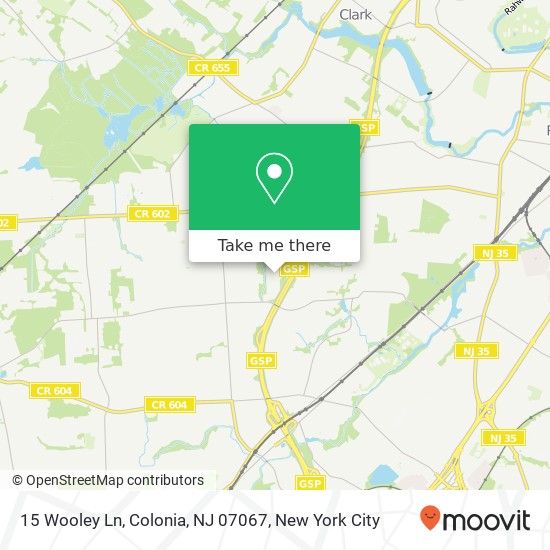 Mapa de 15 Wooley Ln, Colonia, NJ 07067