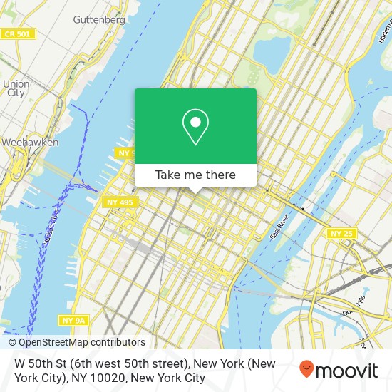 Mapa de W 50th St (6th west 50th street), New York (New York City), NY 10020