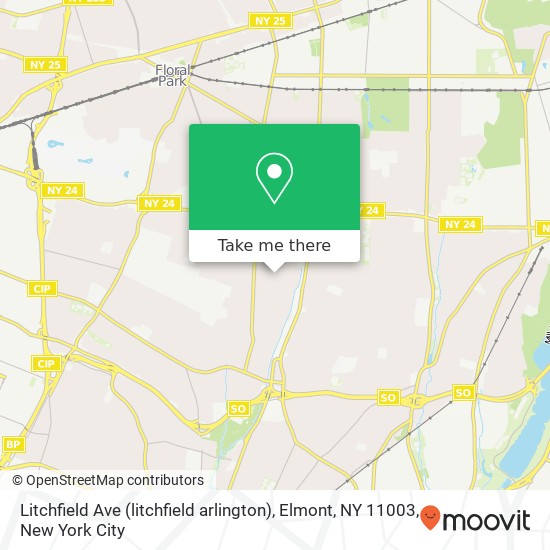 Mapa de Litchfield Ave (litchfield arlington), Elmont, NY 11003