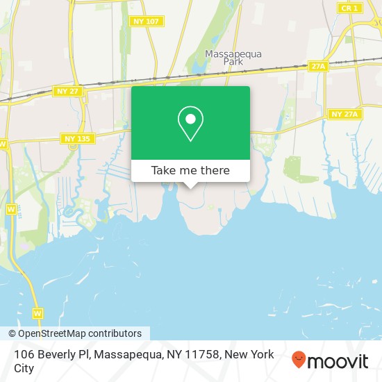 Mapa de 106 Beverly Pl, Massapequa, NY 11758