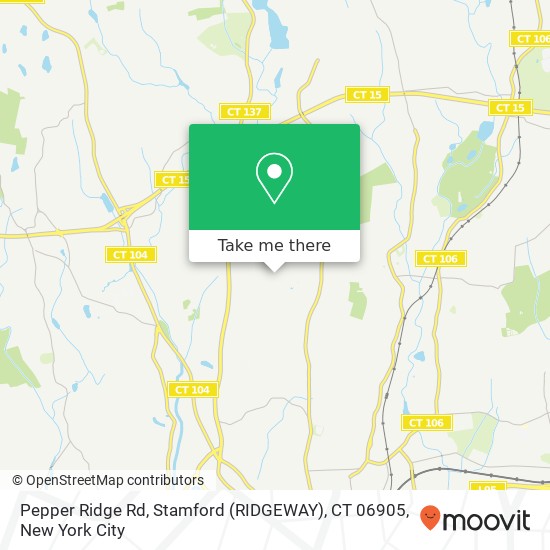 Mapa de Pepper Ridge Rd, Stamford (RIDGEWAY), CT 06905