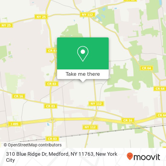 Mapa de 310 Blue Ridge Dr, Medford, NY 11763