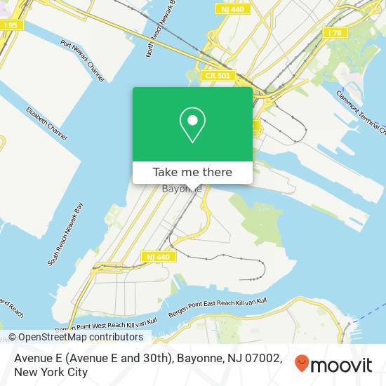 Mapa de Avenue E (Avenue E and 30th), Bayonne, NJ 07002