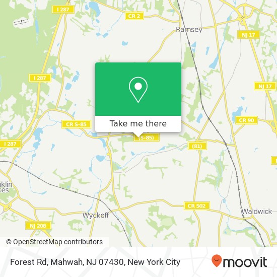 Mapa de Forest Rd, Mahwah, NJ 07430