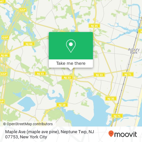 Mapa de Maple Ave (maple ave pine), Neptune Twp, NJ 07753