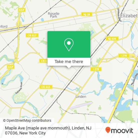 Mapa de Maple Ave (maple ave monmouth), Linden, NJ 07036