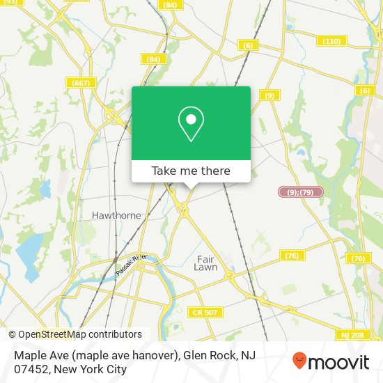 Mapa de Maple Ave (maple ave hanover), Glen Rock, NJ 07452