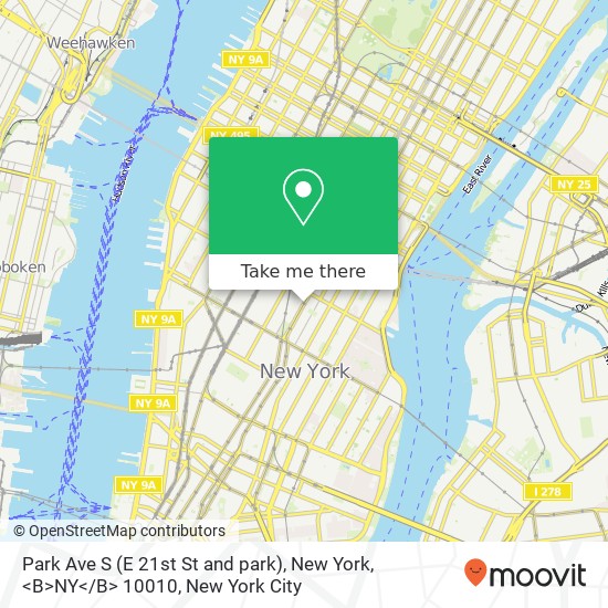 Mapa de Park Ave S (E 21st St and park), New York, <B>NY< / B> 10010