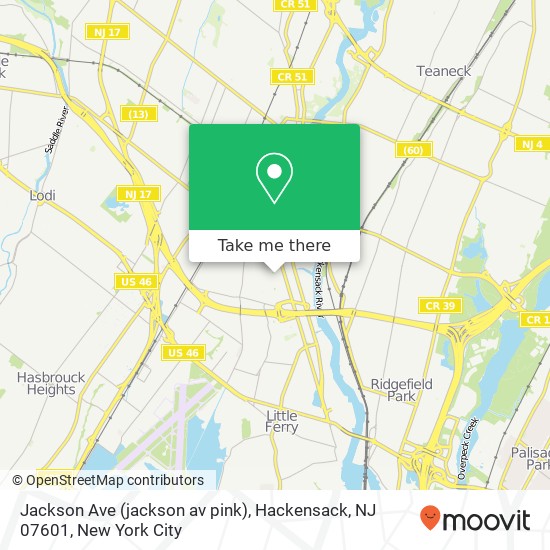 Jackson Ave (jackson av pink), Hackensack, NJ 07601 map