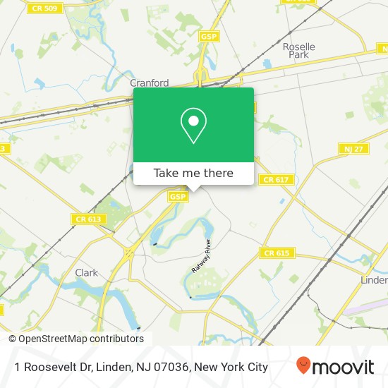 Mapa de 1 Roosevelt Dr, Linden, NJ 07036