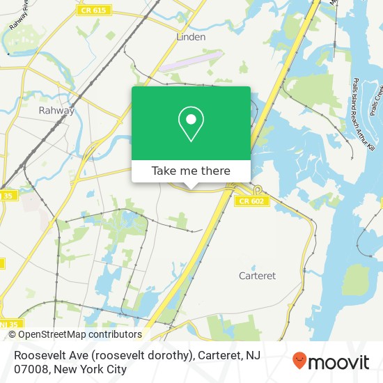 Mapa de Roosevelt Ave (roosevelt dorothy), Carteret, NJ 07008