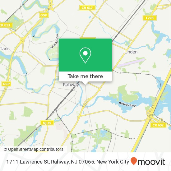 Mapa de 1711 Lawrence St, Rahway, NJ 07065