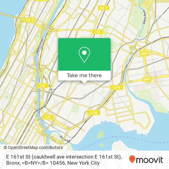 Mapa de E 161st St (cauldwell ave intersection E 161st St), Bronx, <B>NY< / B> 10456