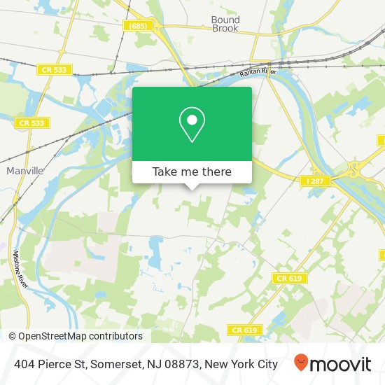 Mapa de 404 Pierce St, Somerset, NJ 08873