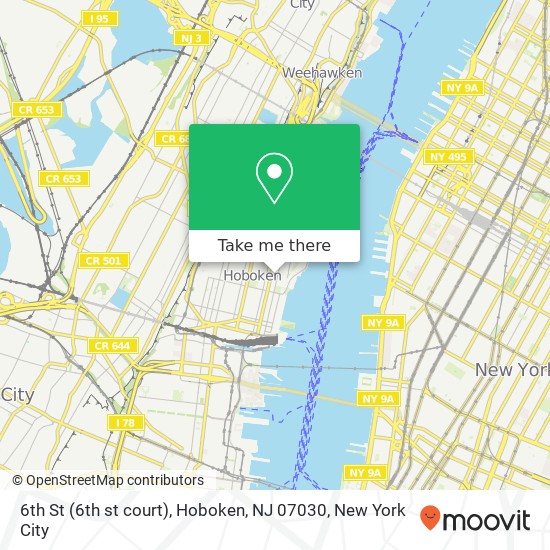 Mapa de 6th St (6th st court), Hoboken, NJ 07030