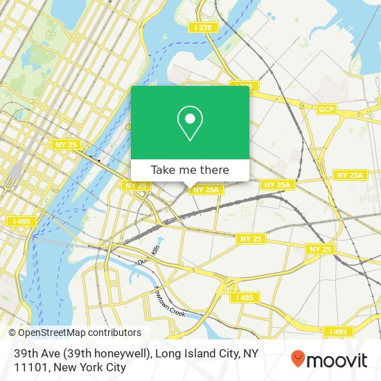 Mapa de 39th Ave (39th honeywell), Long Island City, NY 11101