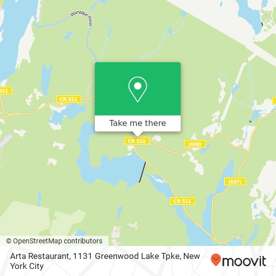 Mapa de Arta Restaurant, 1131 Greenwood Lake Tpke