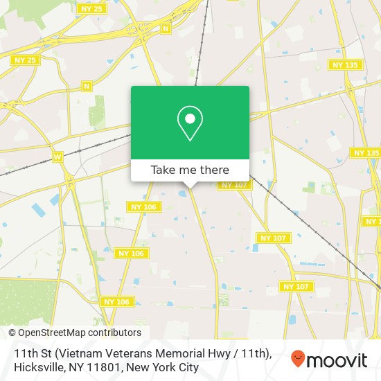 Mapa de 11th St (Vietnam Veterans Memorial Hwy / 11th), Hicksville, NY 11801